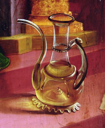 Een glazen kan (detail) van het Concert der Engelen van het Isenheim Altaarstuk, ca.1512-16 door Matthias Grünewald